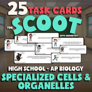 Specialized Cells & Organelles SCOOT TASK CARDS Science Game - AP Biology