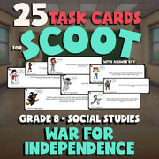 War for Independence SCOOT TASK CARDS Socials Game - No Prep Grade 8 Review