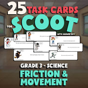 Friction & Movement SCOOT TASK CARDS Science Game - No Prep Grade 3 Review
