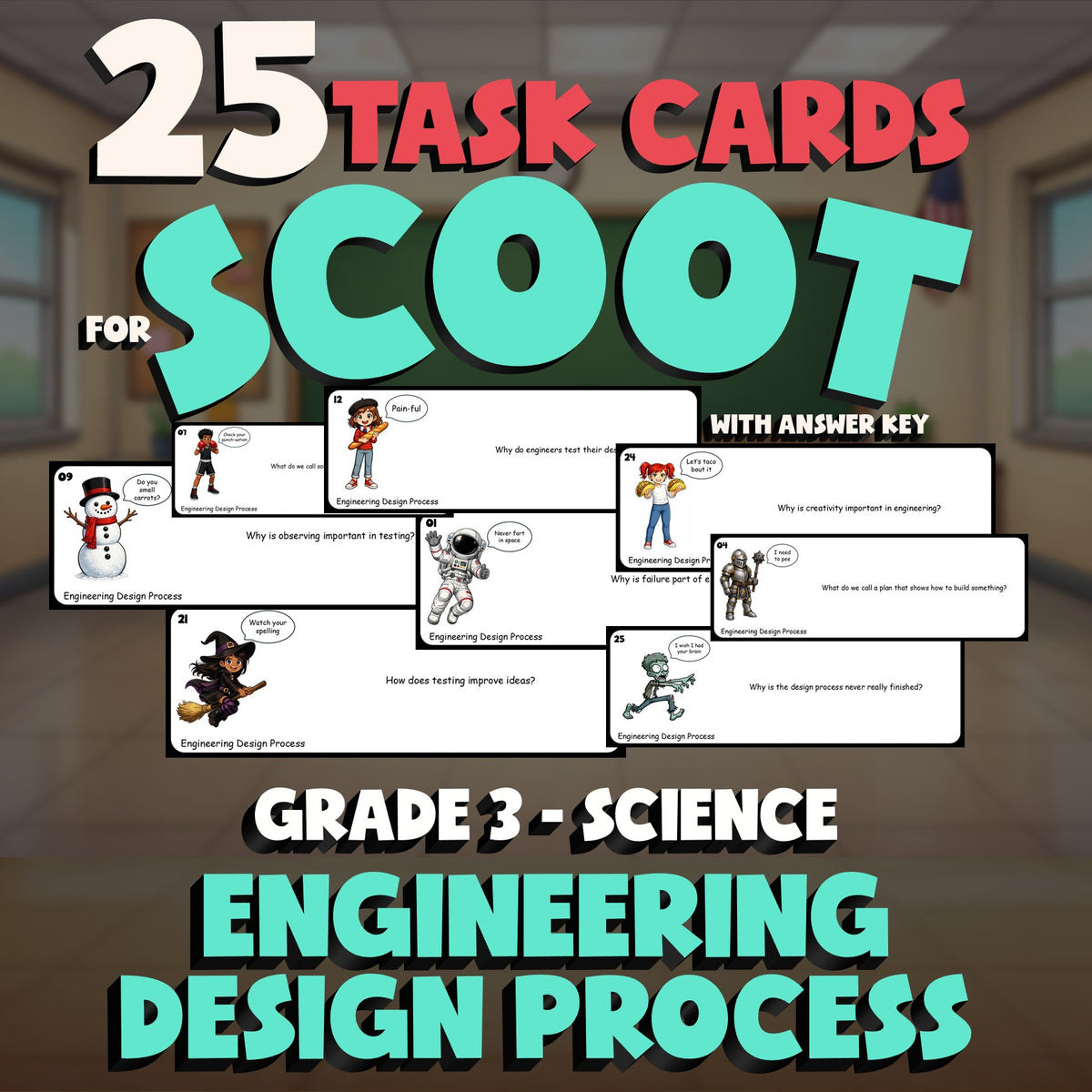 Engineering Design Process SCOOT TASK CARDS Science Game - No Prep Grade 3