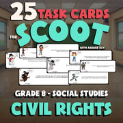 Civil Rights SCOOT TASK CARDS Socials Game - No Prep Grade 8 Review Activity