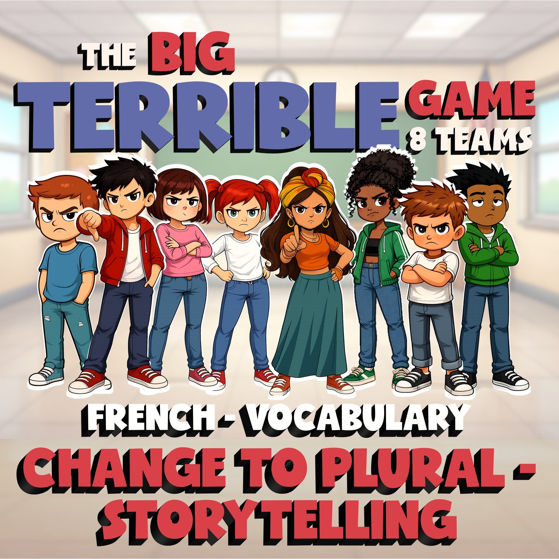 Change to Plural - Storytelling BIG TERRIBLE GAME - No Prep French Exercise