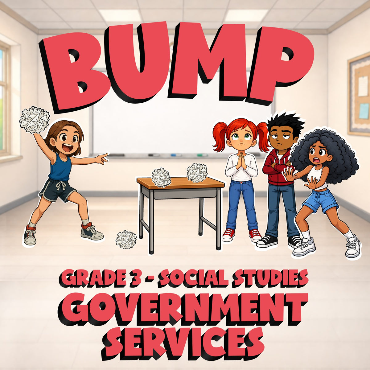 Government Services BUMP Socials Game - No Prep Grade 3 Review Activity