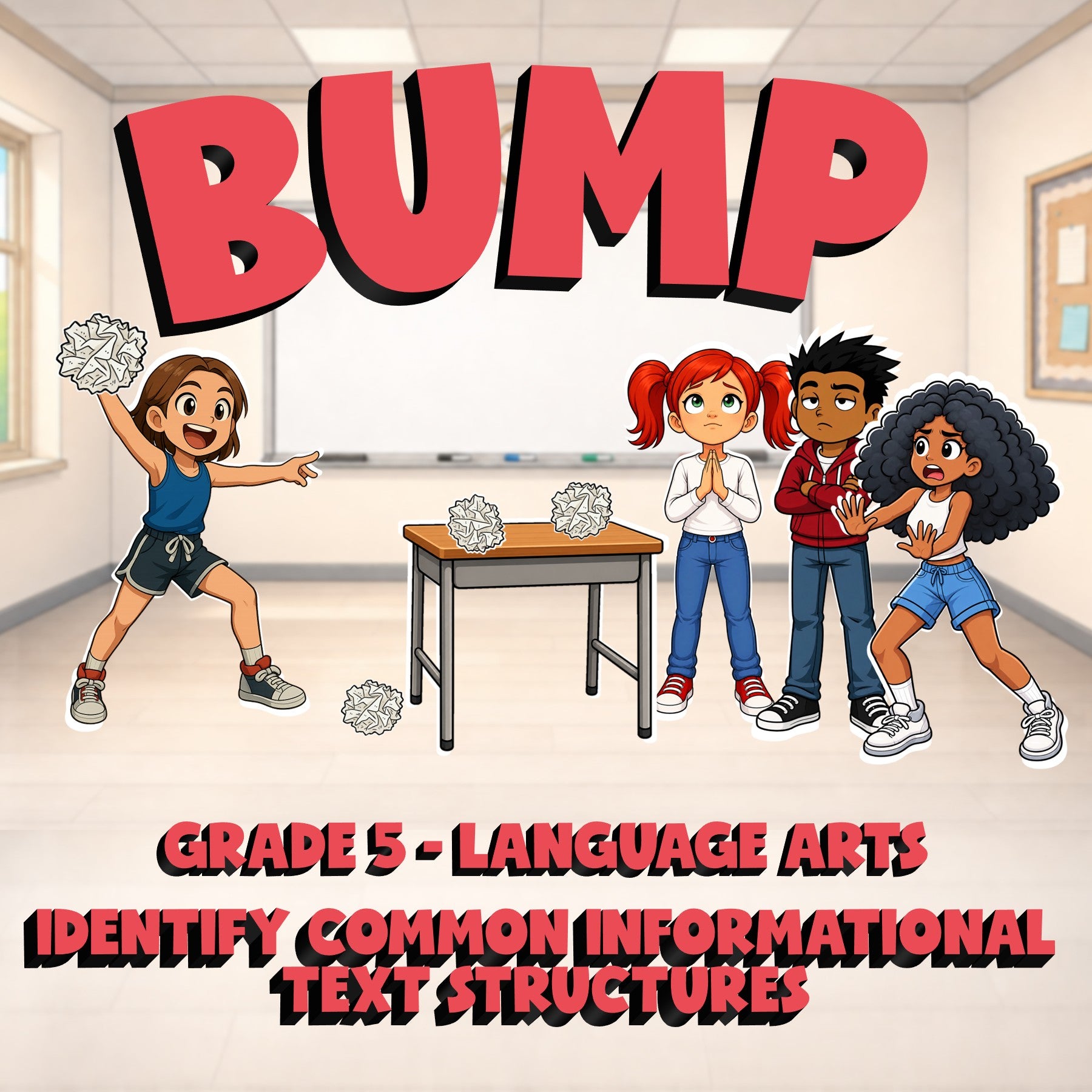 Identify Common Informational Text Structures BUMP ELA Game - No Prep Grade 5