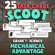 Mechanical Advantage SCOOT TASK CARDS Science Game - No Prep Grade 7 Review