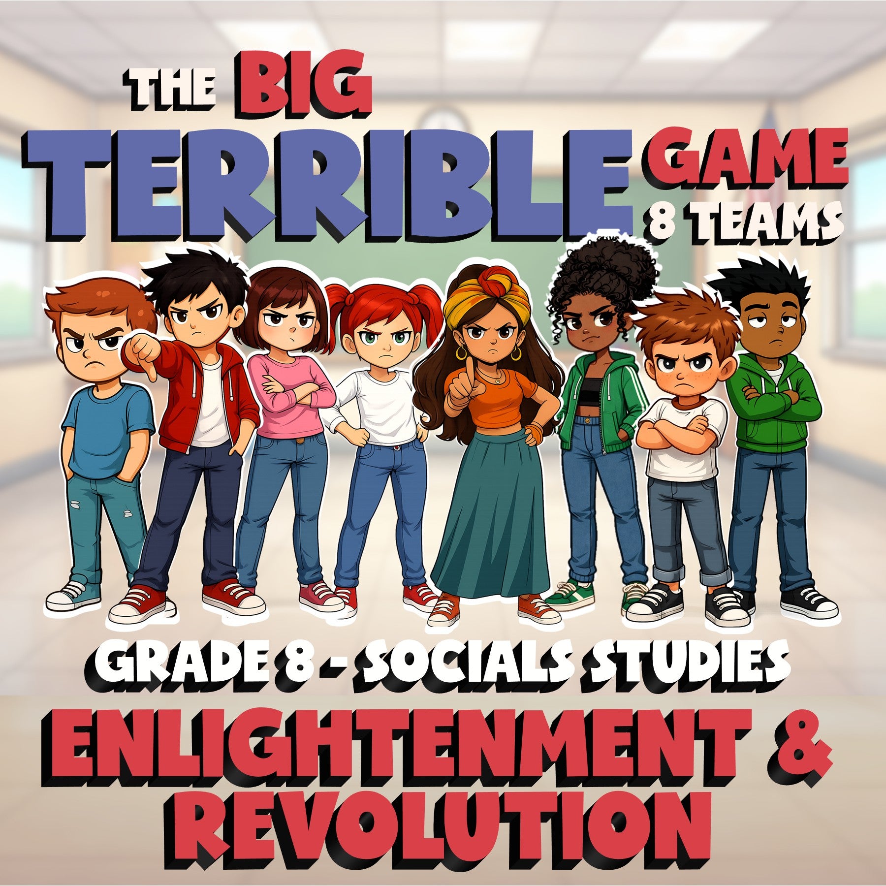 Enlightenment & Revolution BIG TERRIBLE GAME - No Prep Grade 8 Socials Review