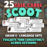 Evaluate Tone Consistency Across Revisions SCOOT TASK CARDS ELA Game - Grade 11