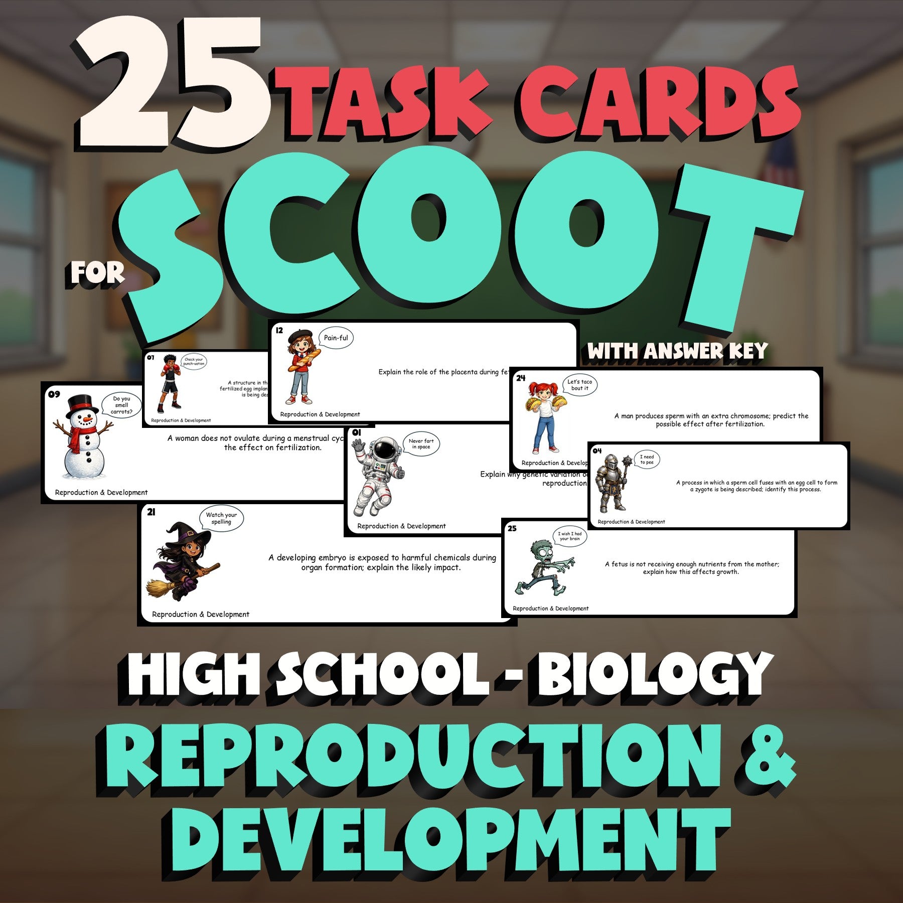 Reproduction & Development SCOOT TASK CARDS Science Game - No Prep Biology