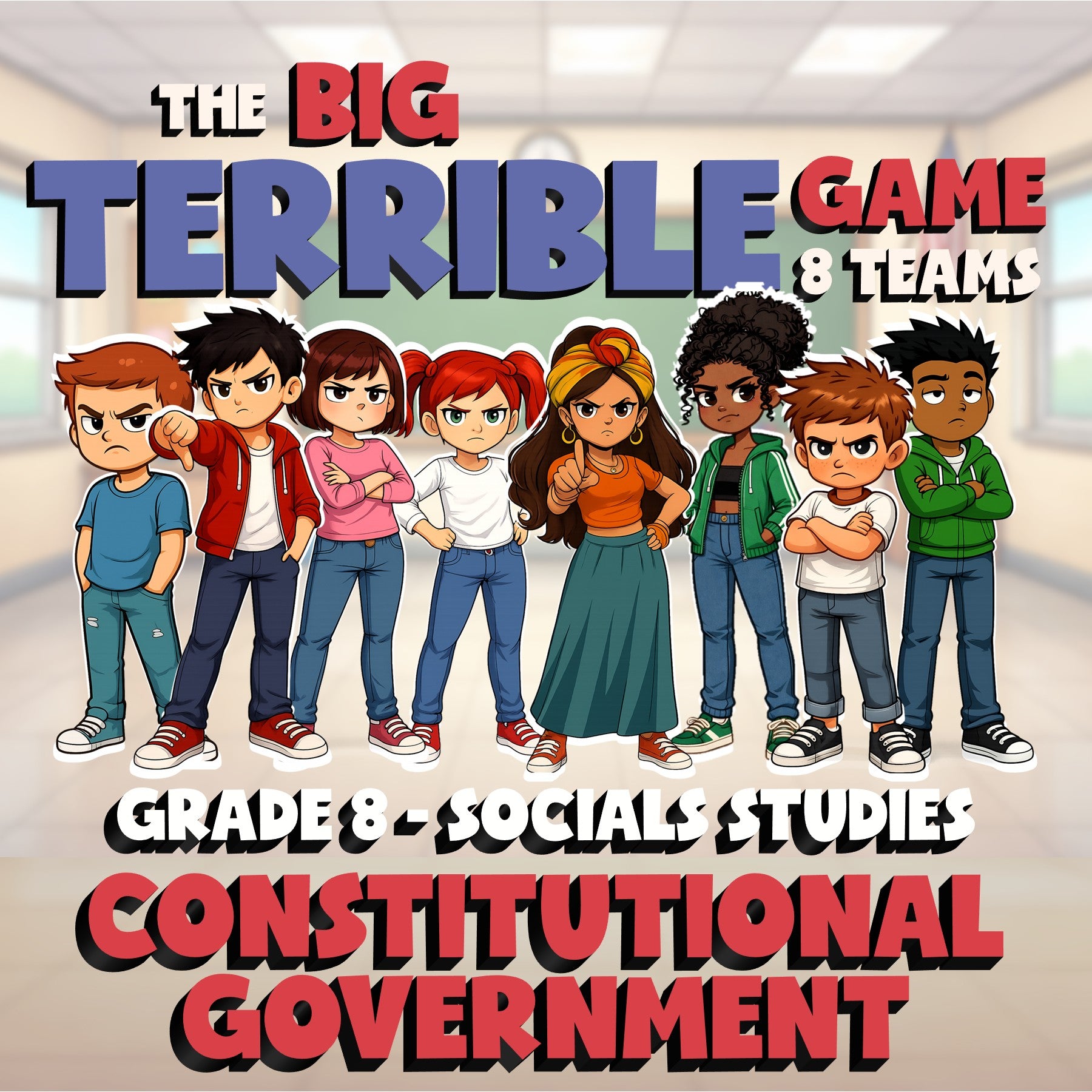 Constitutional Government BIG TERRIBLE GAME - No Prep Grade 8 Socials Review