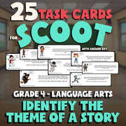 Identify the Theme of a Story SCOOT TASK CARDS ELA Game - No Prep Grade 4 Review