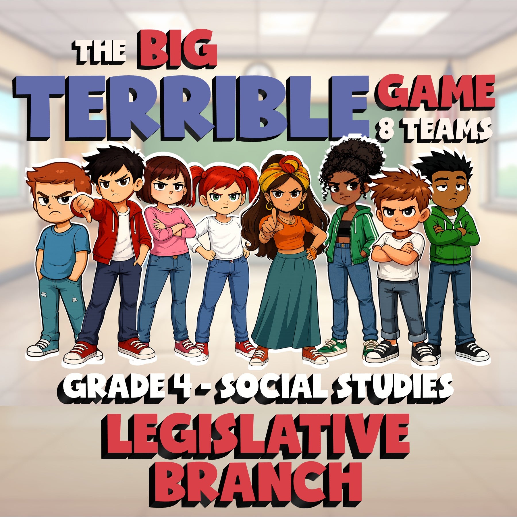 Legislative Branch BIG TERRIBLE GAME - No Prep Grade 4 Socials Review Activity