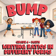 Writing Ratios in Different Forms BUMP Math Game - No Prep Grade 6 Review