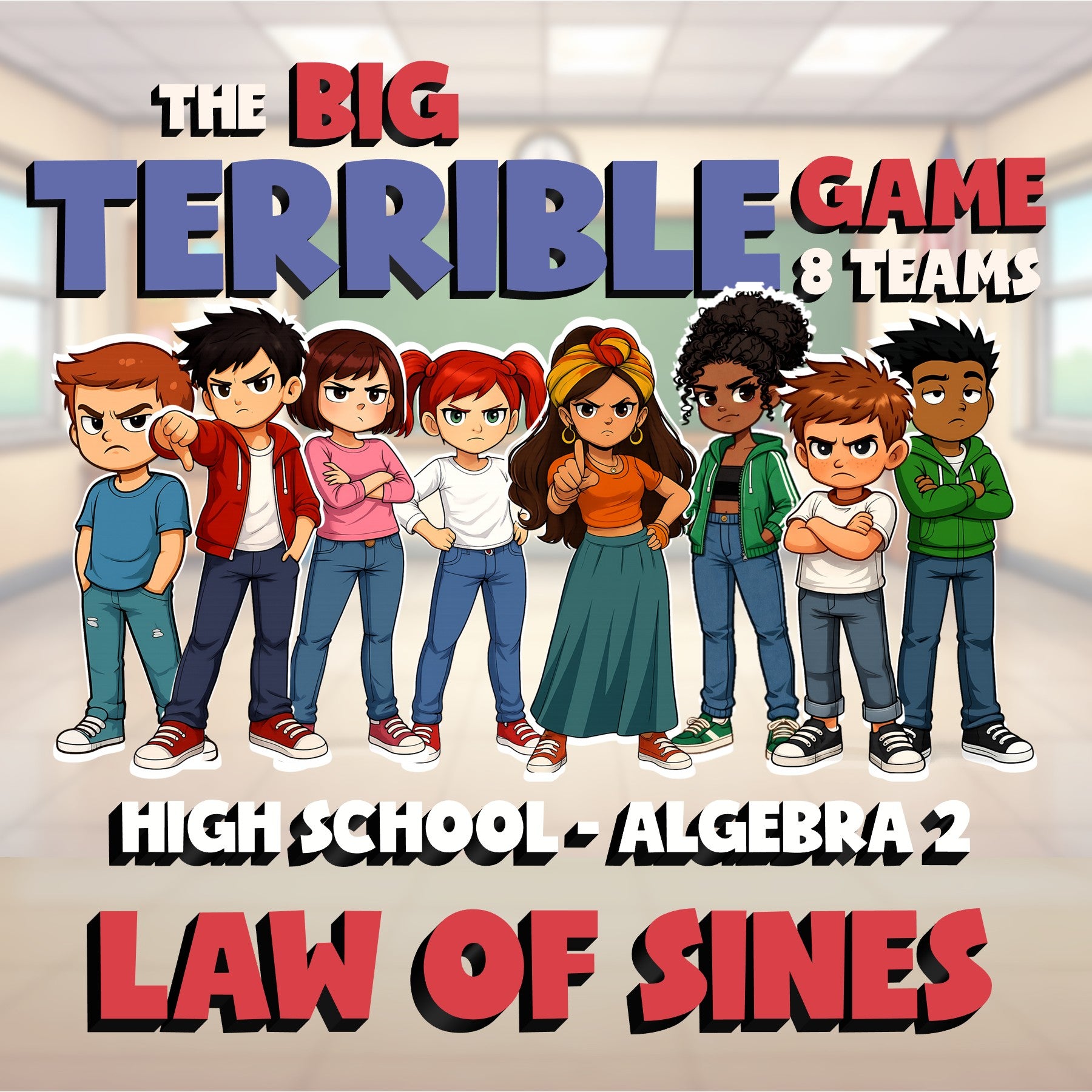 Law of Sines BIG TERRIBLE GAME - No Prep Algebra 2 Math Review Activity