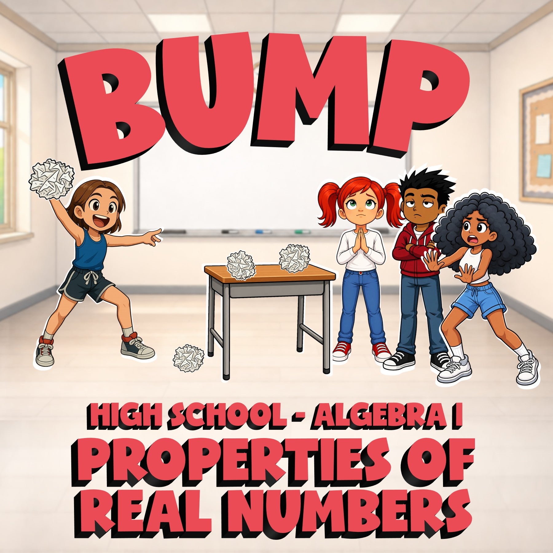 Properties of Real Numbers BUMP Math Game - No Prep Algebra 1 Review Activity