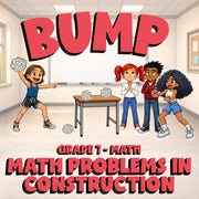 Math Problems in Construction BUMP Math Game - No Prep Grade 7 Review Activity