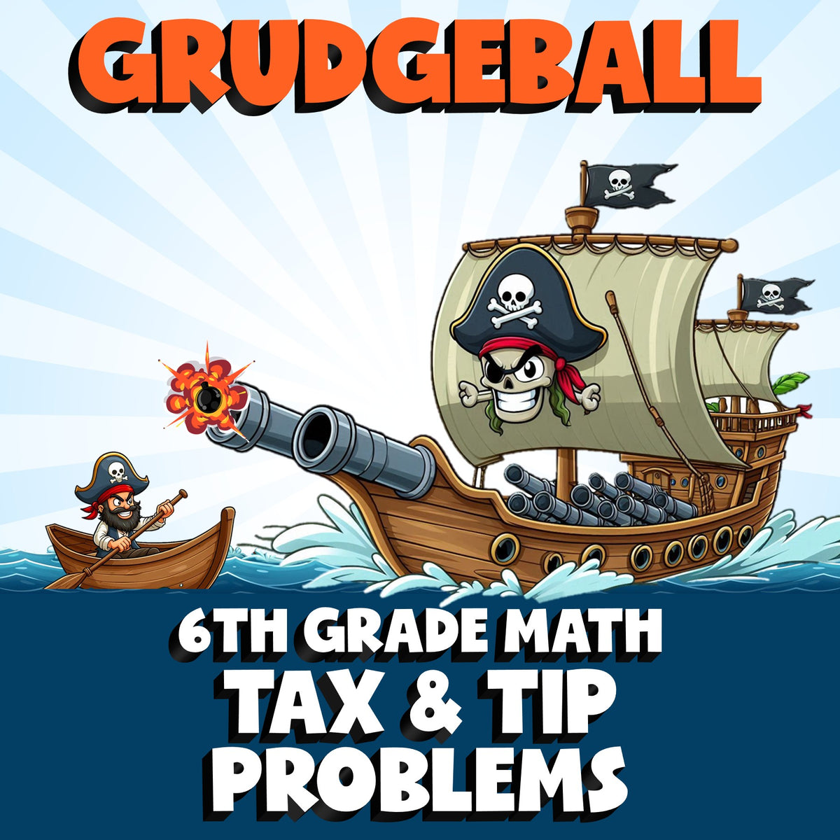 Tax & Tip Problems GRUDGEBALL Math Game - No Prep Grade 6 Review Activity