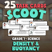 Density & Buoyancy SCOOT TASK CARDS Science Game - No Prep Grade 7 Review