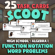 Function Notation Word Problems SCOOT TASK CARDS Math Game - No Prep Algebra 1