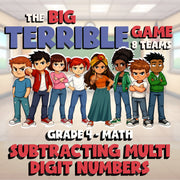 Subtracting Multi Digit Numbers BIG TERRIBLE GAME - No Prep Grade 4 Math Review