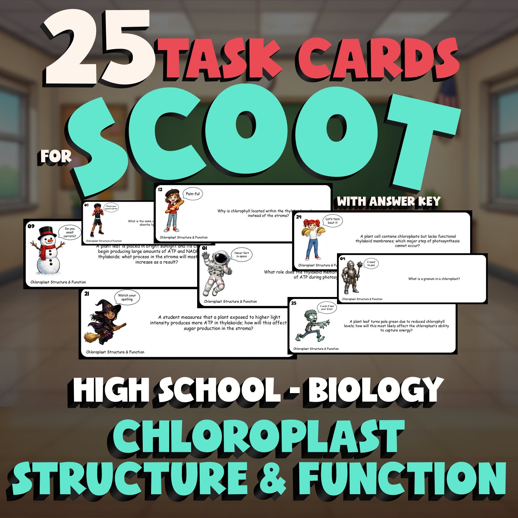 Chloroplast Structure & Function SCOOT TASK CARDS Science Game - No Prep Biology