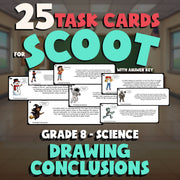 Drawing Conclusions SCOOT TASK CARDS Science Game - No Prep Grade 8 Review