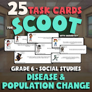 Disease & Population Change SCOOT TASK CARDS Socials Game - No Prep Grade 6