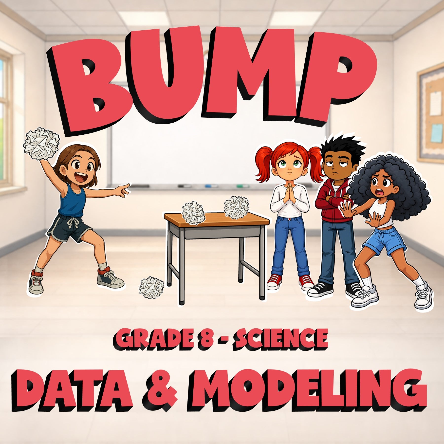 Data & Modeling BUMP Science Game - No Prep Grade 8 Review Activity