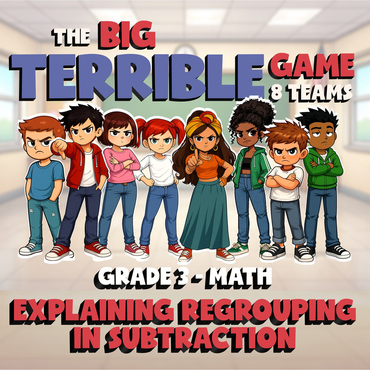 Explaining Regrouping in Subtraction BIG TERRIBLE GAME - Grade 3 Math Review
