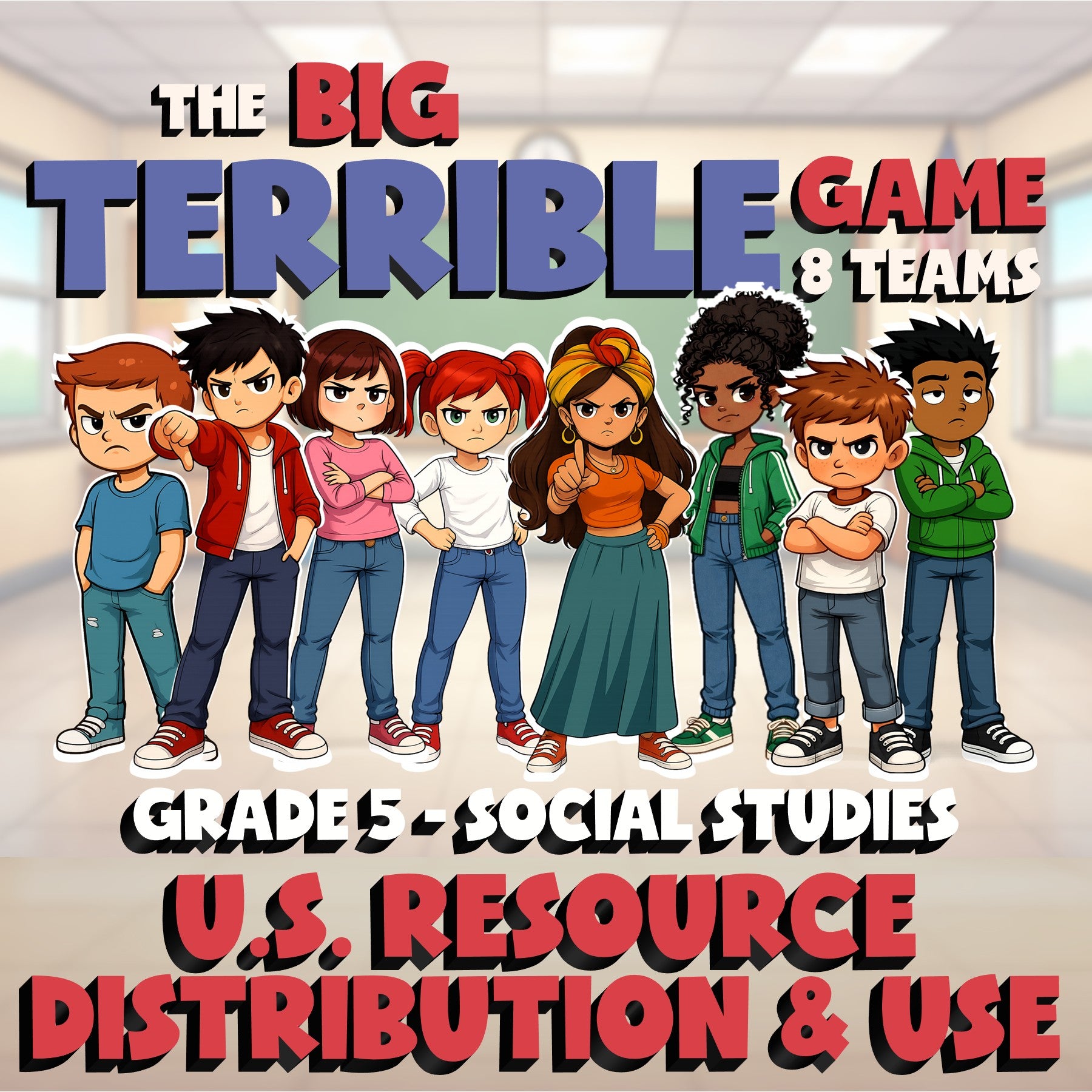 U.S. Resource Distribution & Use BIG TERRIBLE GAME - Grade 5 Socials Review