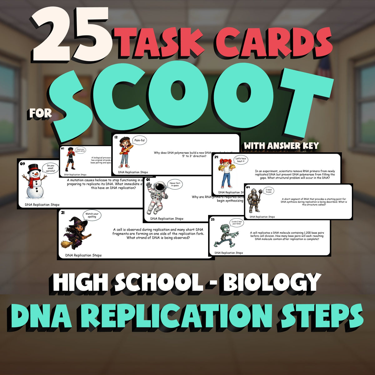 DNA Replication Steps SCOOT TASK CARDS Science Game - No Prep Biology Review