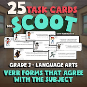 Verb Forms That Agree With the Subject SCOOT TASK CARDS ELA Game - Grade 3