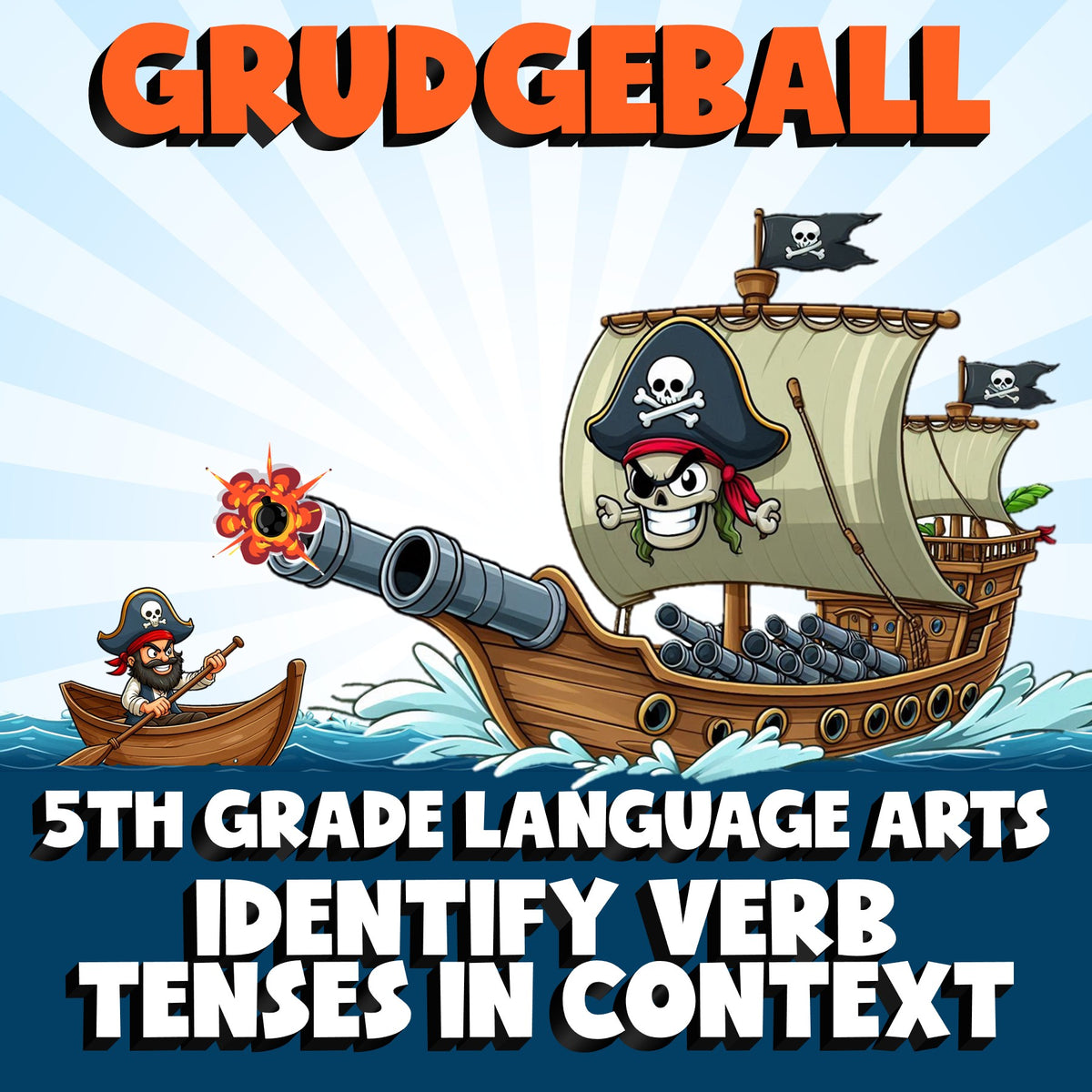 Identify Verb Tenses in Context GRUDGEBALL ELA Game - No Prep Grade 5 Review