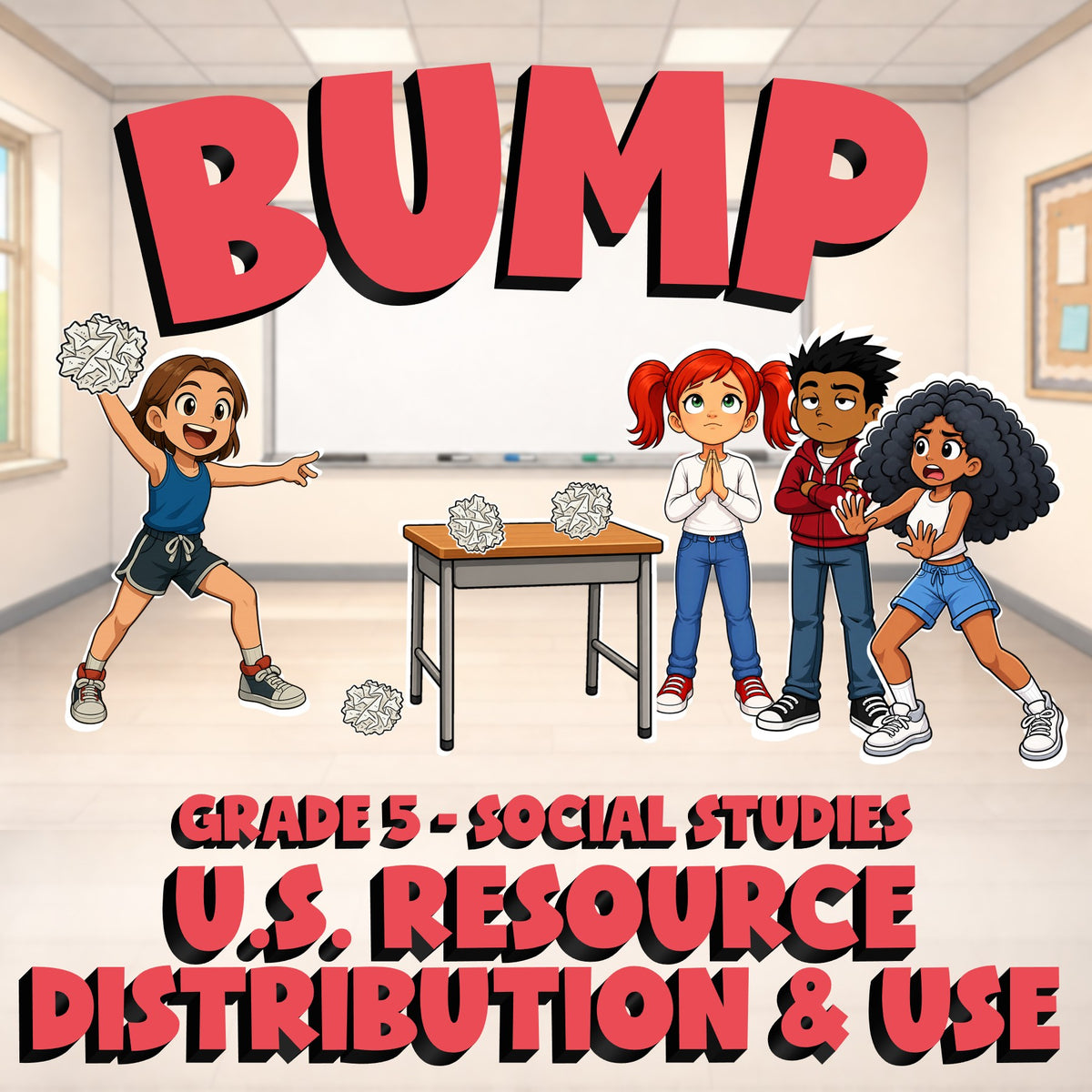 U.S. Resource Distribution & Use BUMP Socials Game - No Prep Grade 5 Review