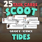 Tides SCOOT TASK CARDS Science Game - No Prep Grade 8 Review Activity