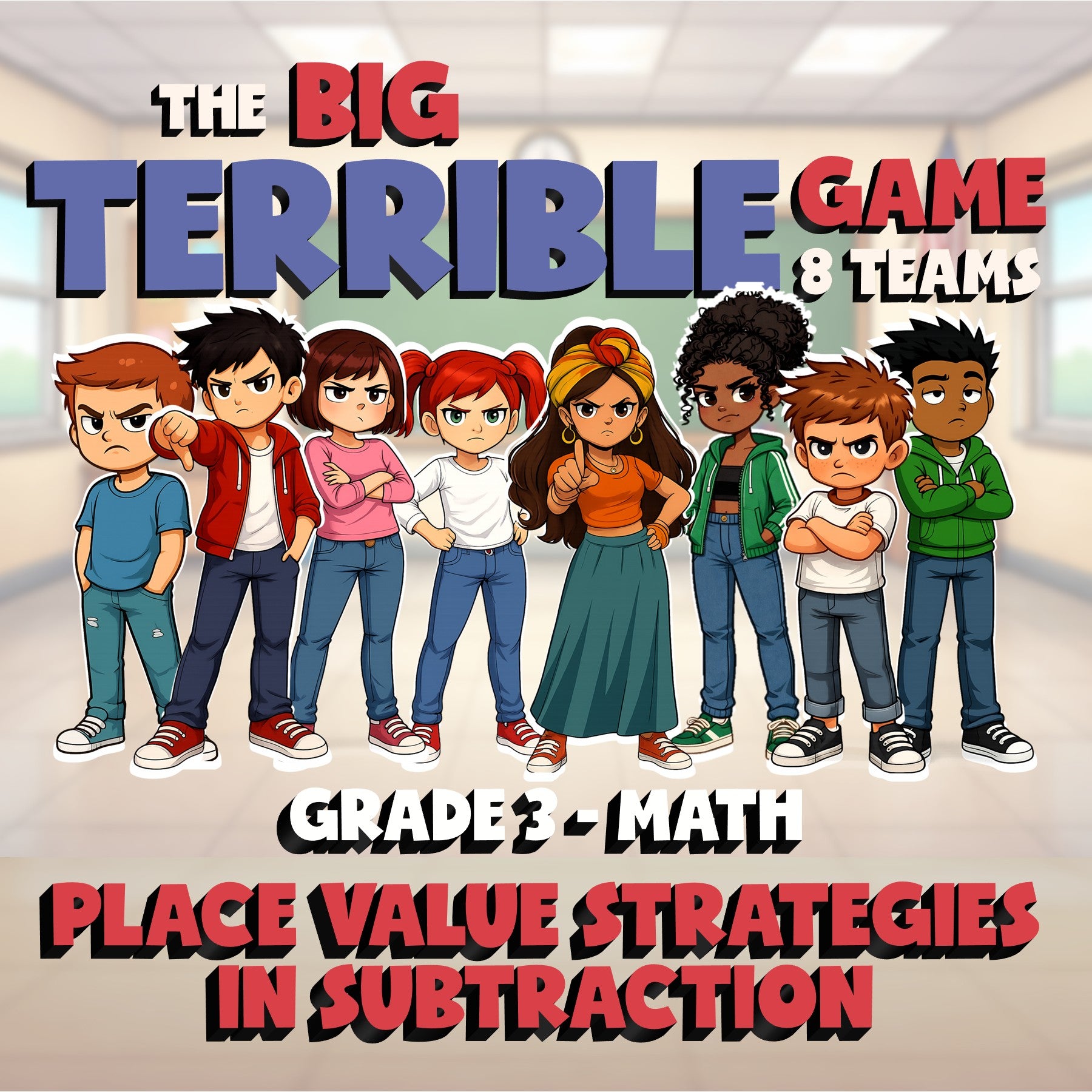 Place Value Strategies in Subtraction BIG TERRIBLE GAME - Grade 3 Math Review