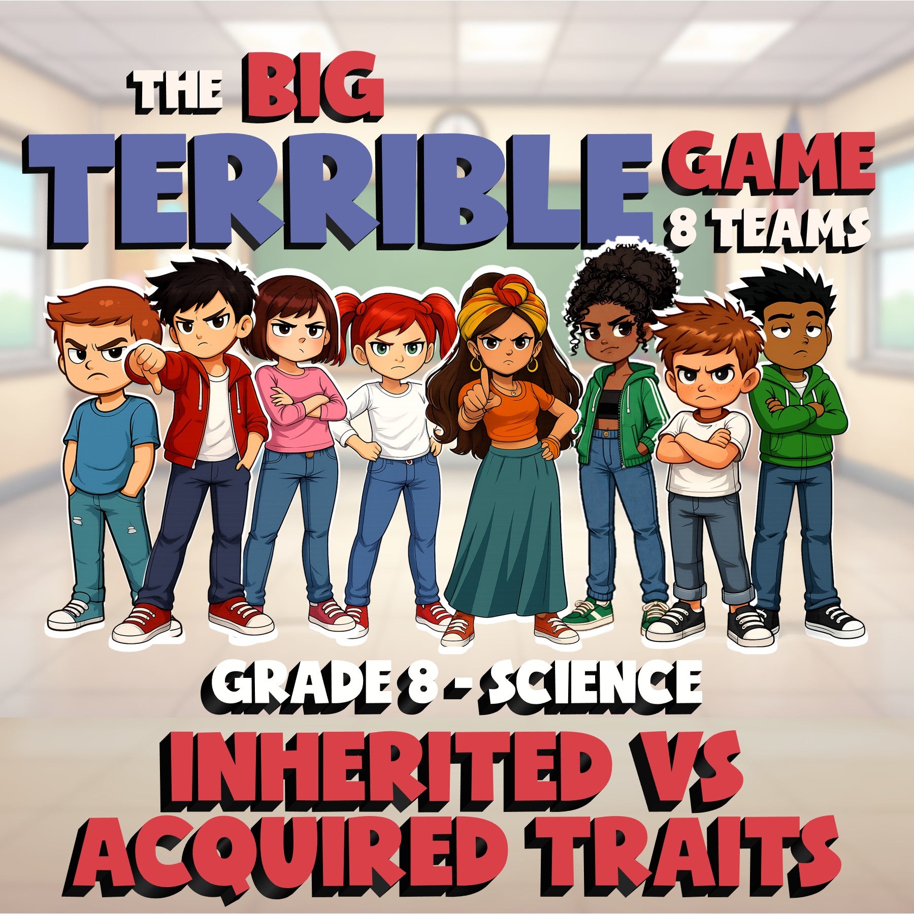 inherited vs Acquired Traits BIG TERRIBLE GAME - No Prep Grade 8 Science Review