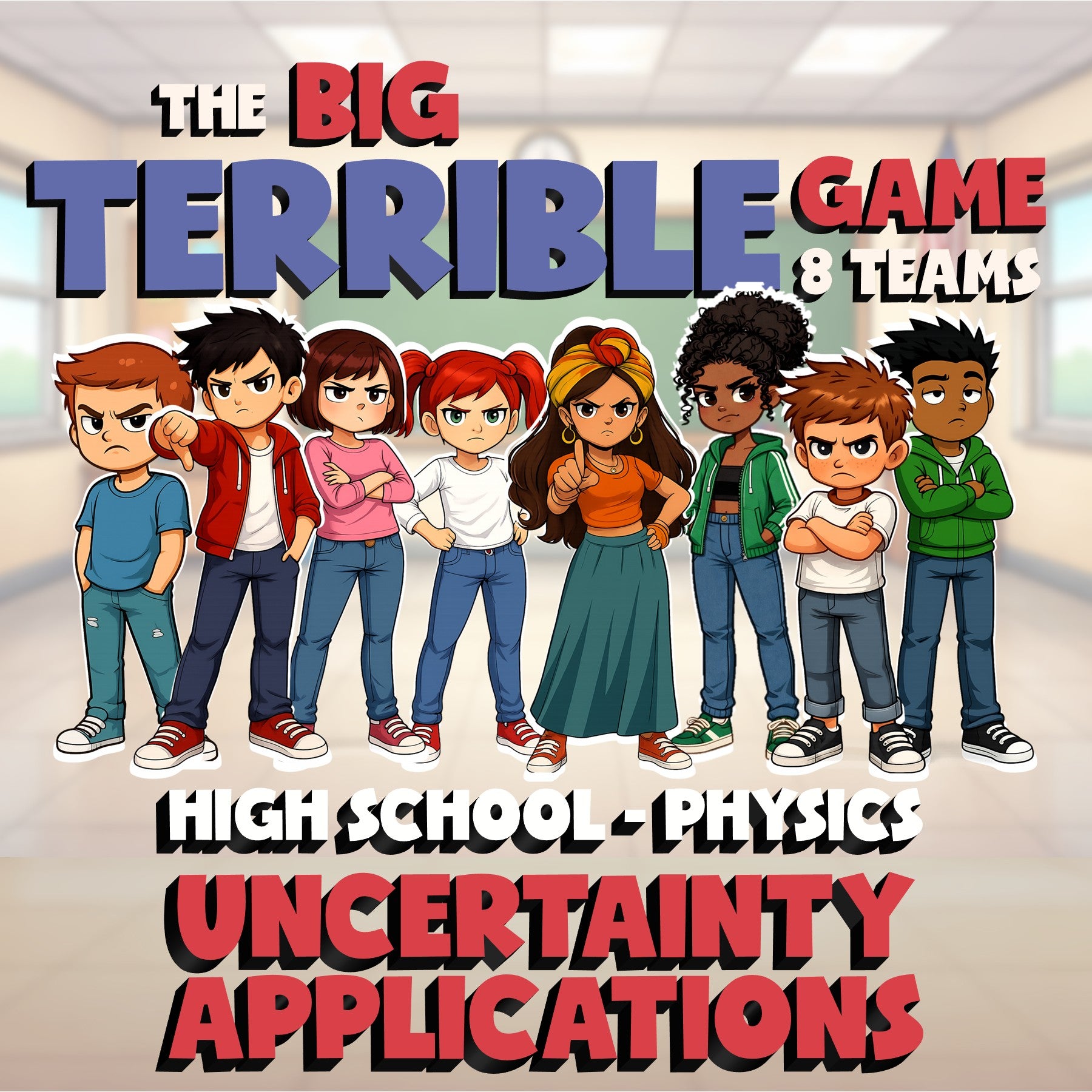 Uncertainty Applications BIG TERRIBLE GAME - No Prep Physics Science Review