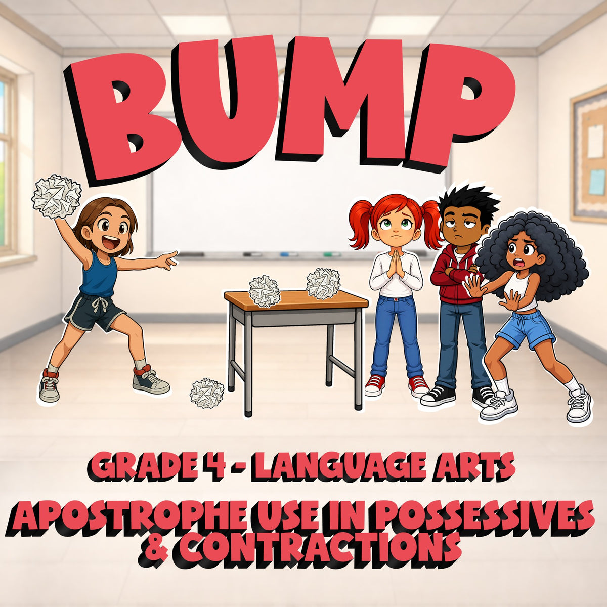 Apostrophe Use in Possessives & Contractions BUMP ELA Game - No Prep Grade 4