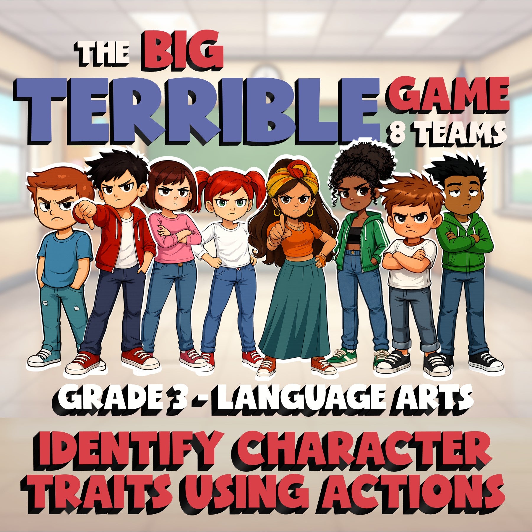 Identify Character Traits Using Actions BIG TERRIBLE GAME - Grade 3 ELA Review