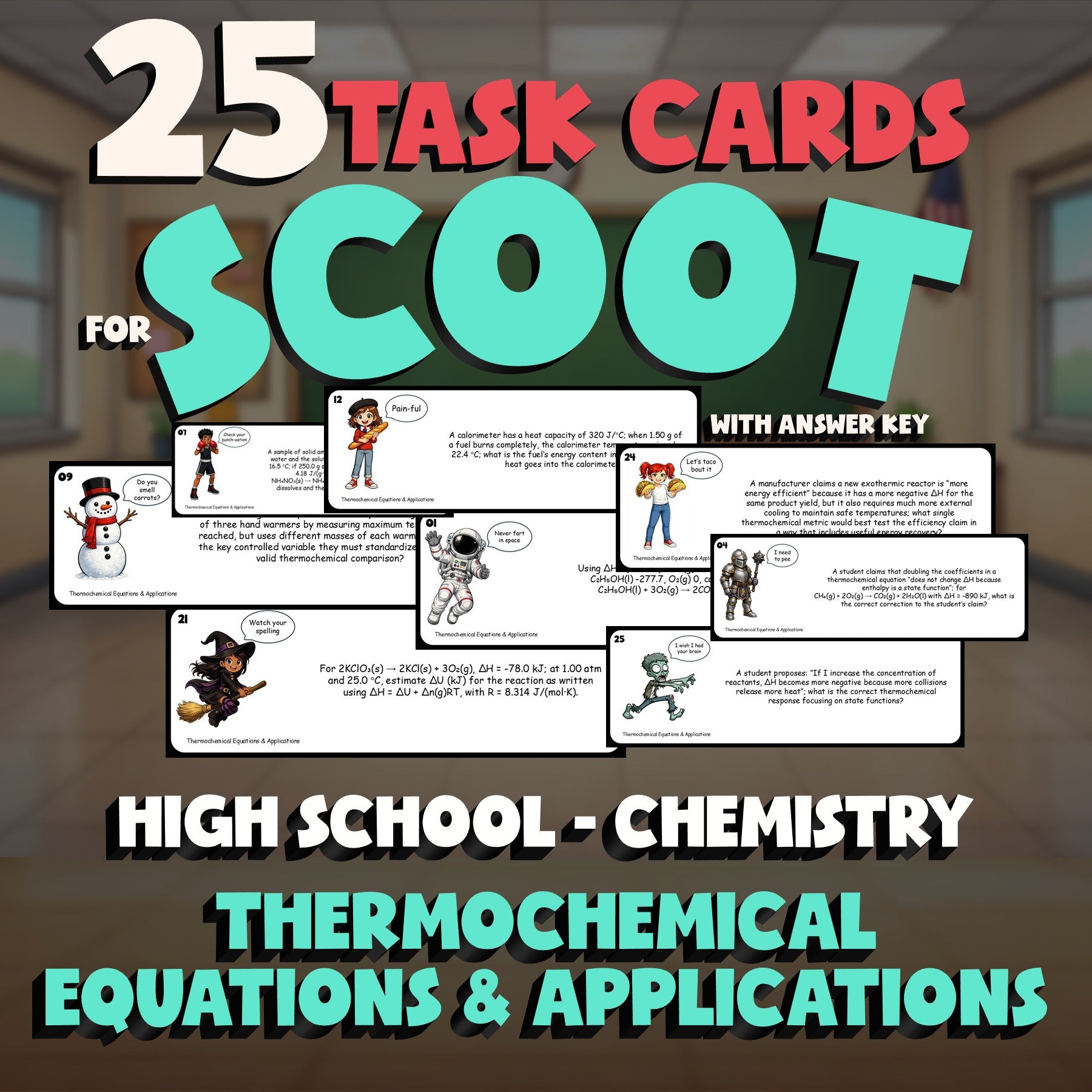 Thermochemical Equations & Applications SCOOT TASK CARDS Science Game Chemistry