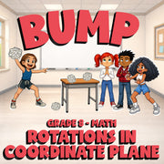 Rotations in Coordinate Plane BUMP Math Game - No Prep Grade 8 Review Activity