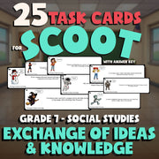 Exchange of Ideas & Knowledge SCOOT TASK CARDS Socials Game - No Prep Grade 7