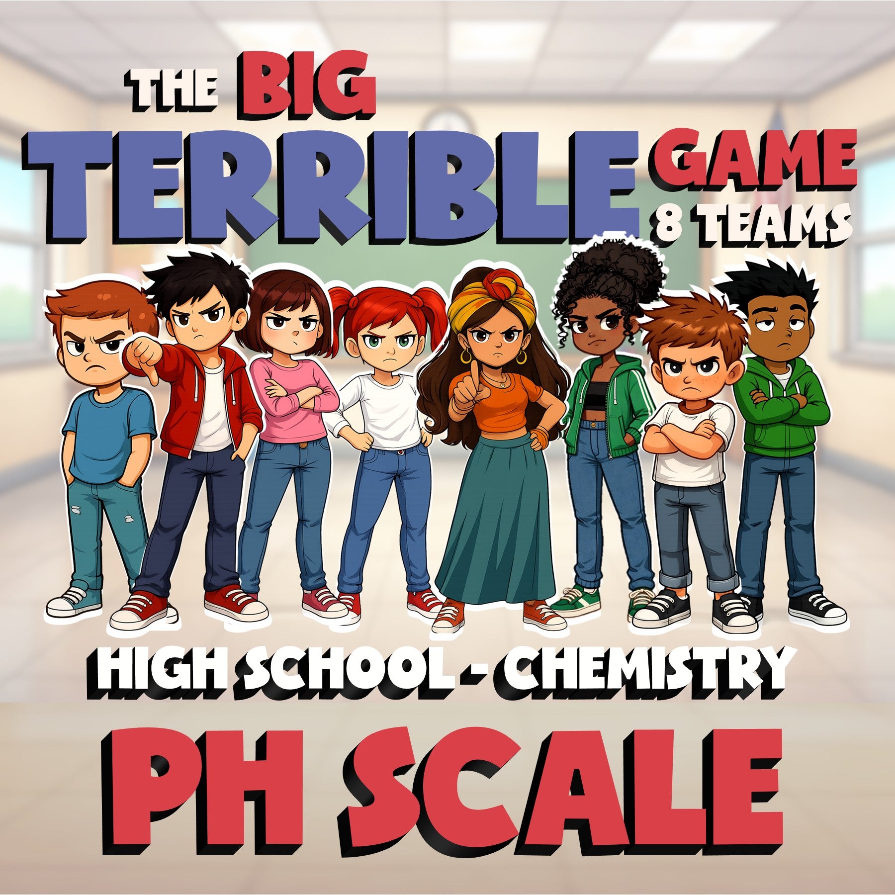 pH Scale BIG TERRIBLE GAME - No Prep Chemistry Science Review Activity