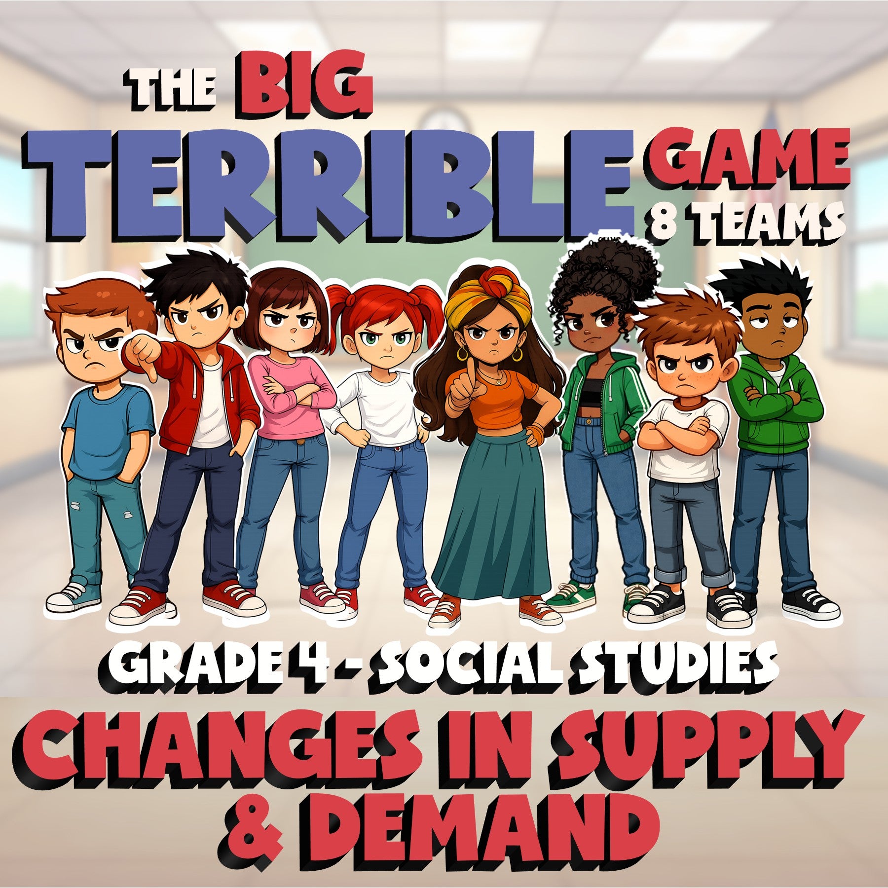 Changes in Supply & Demand BIG TERRIBLE GAME - No Prep Grade 4 Socials Review