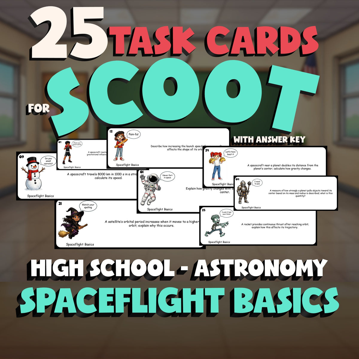 Spaceflight Basics SCOOT TASK CARDS Science Game - No Prep Astronomy Review