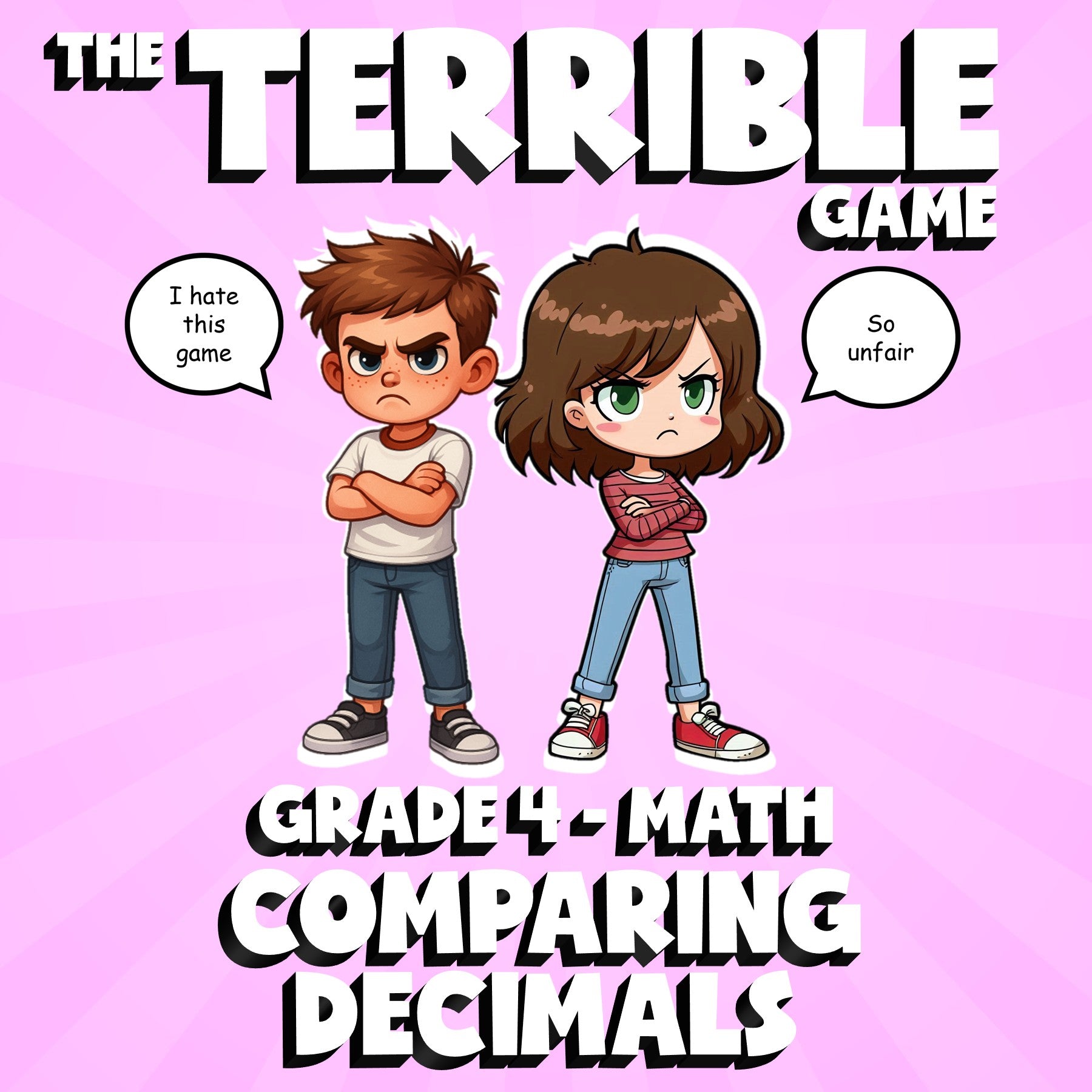 Comparing Decimals THE TERRIBLE GAME - No Prep Grade 4 Math Review Activity