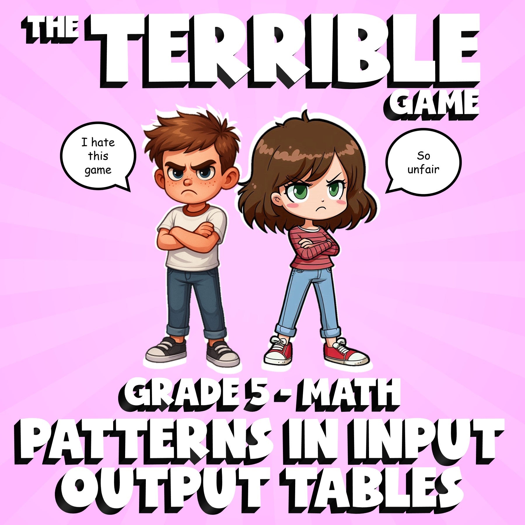 Patterns in Input Output Tables THE TERRIBLE GAME - No Prep Grade 5 Math Review