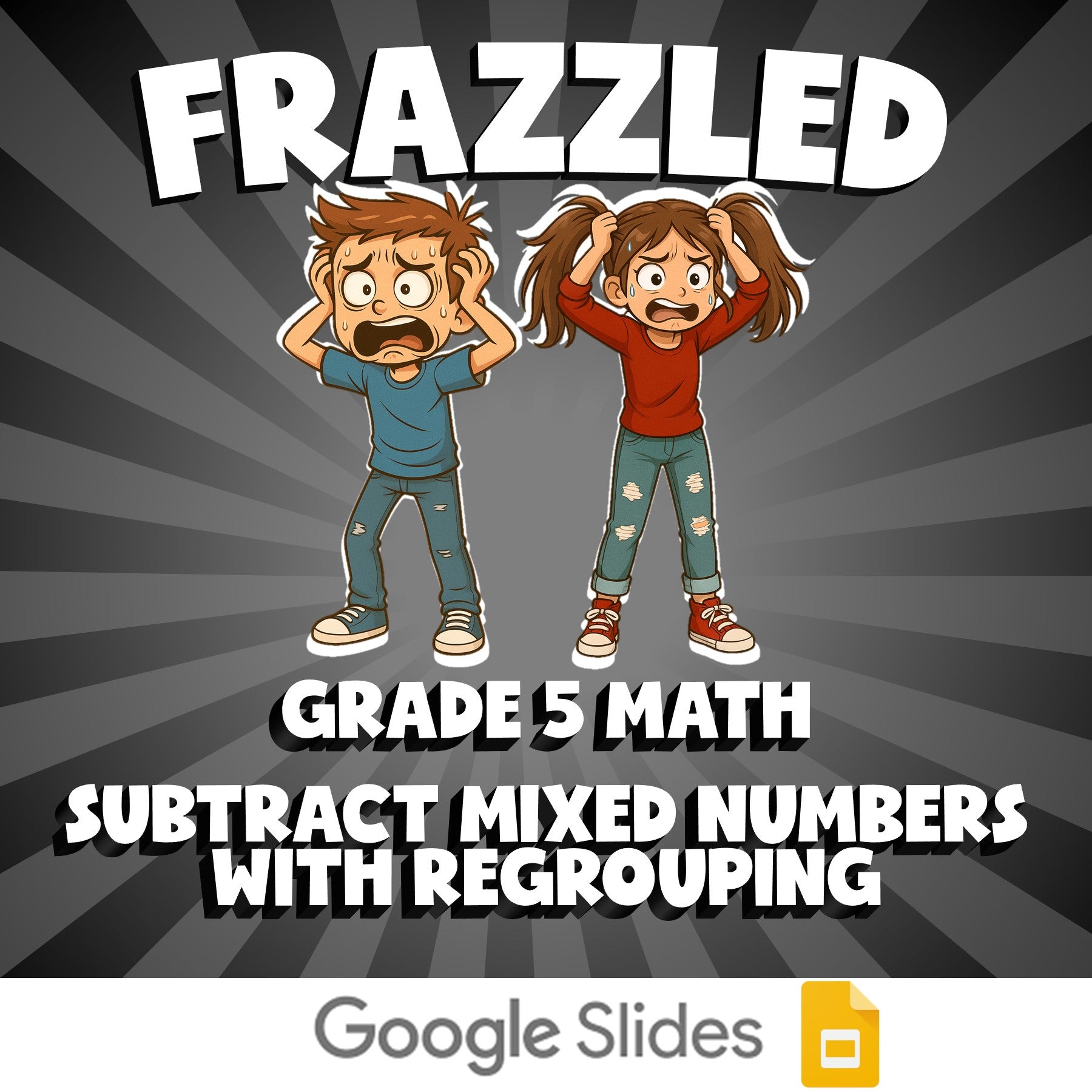 Subtract Mixed Numbers with Regrouping FRAZZLED Math Game - No Prep Grade 5