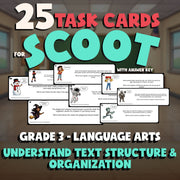 Understand Text Structure & Organization SCOOT TASK CARDS ELA Game - Grade 3