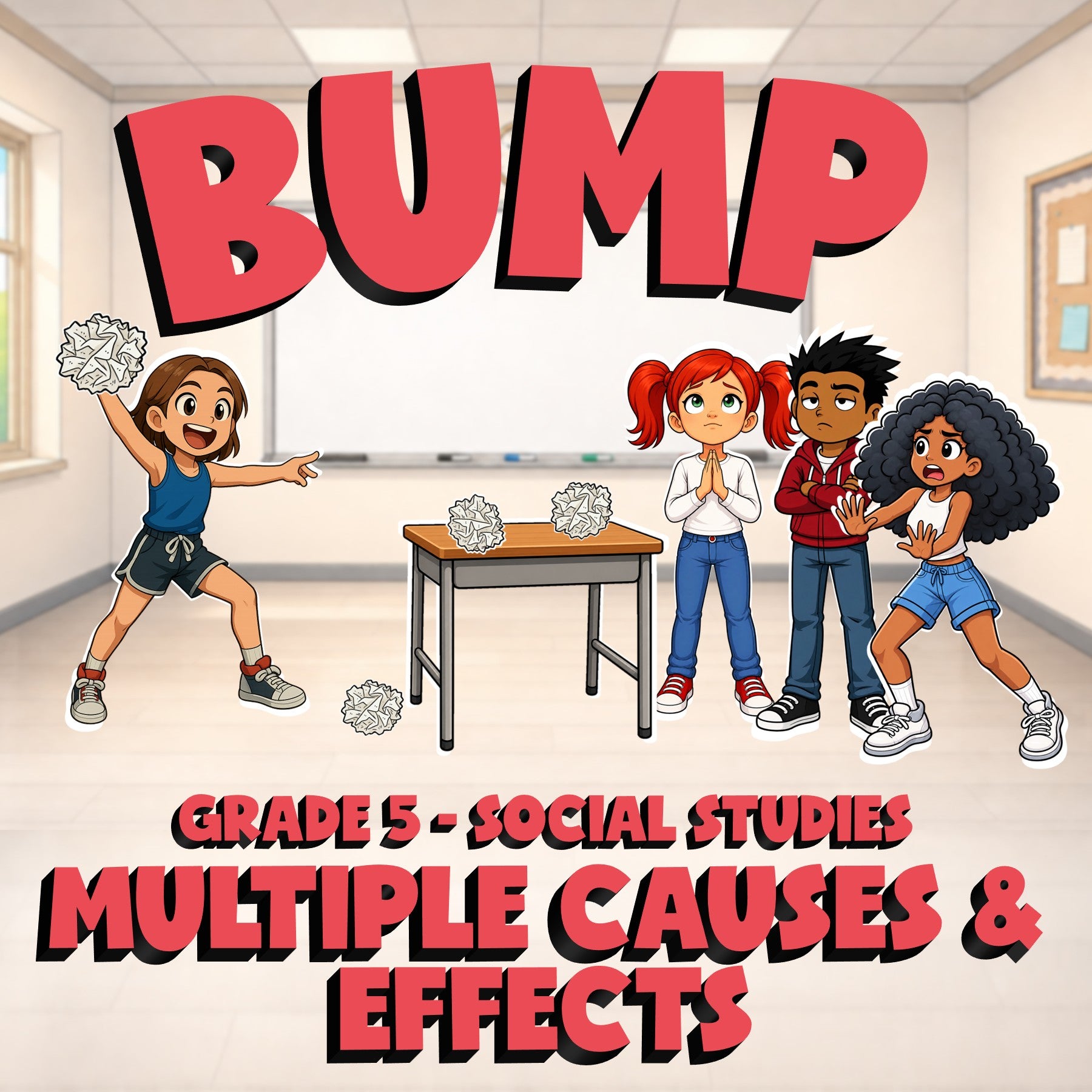 Multiple Causes & Effects BUMP Socials Game - No Prep Grade 5 Review Activity